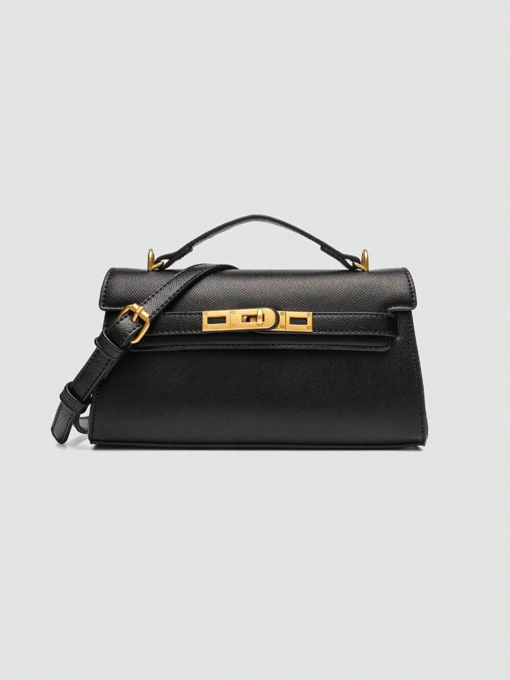 Black Fashionable Women's Plain Square Top Handle Shoulder Bag